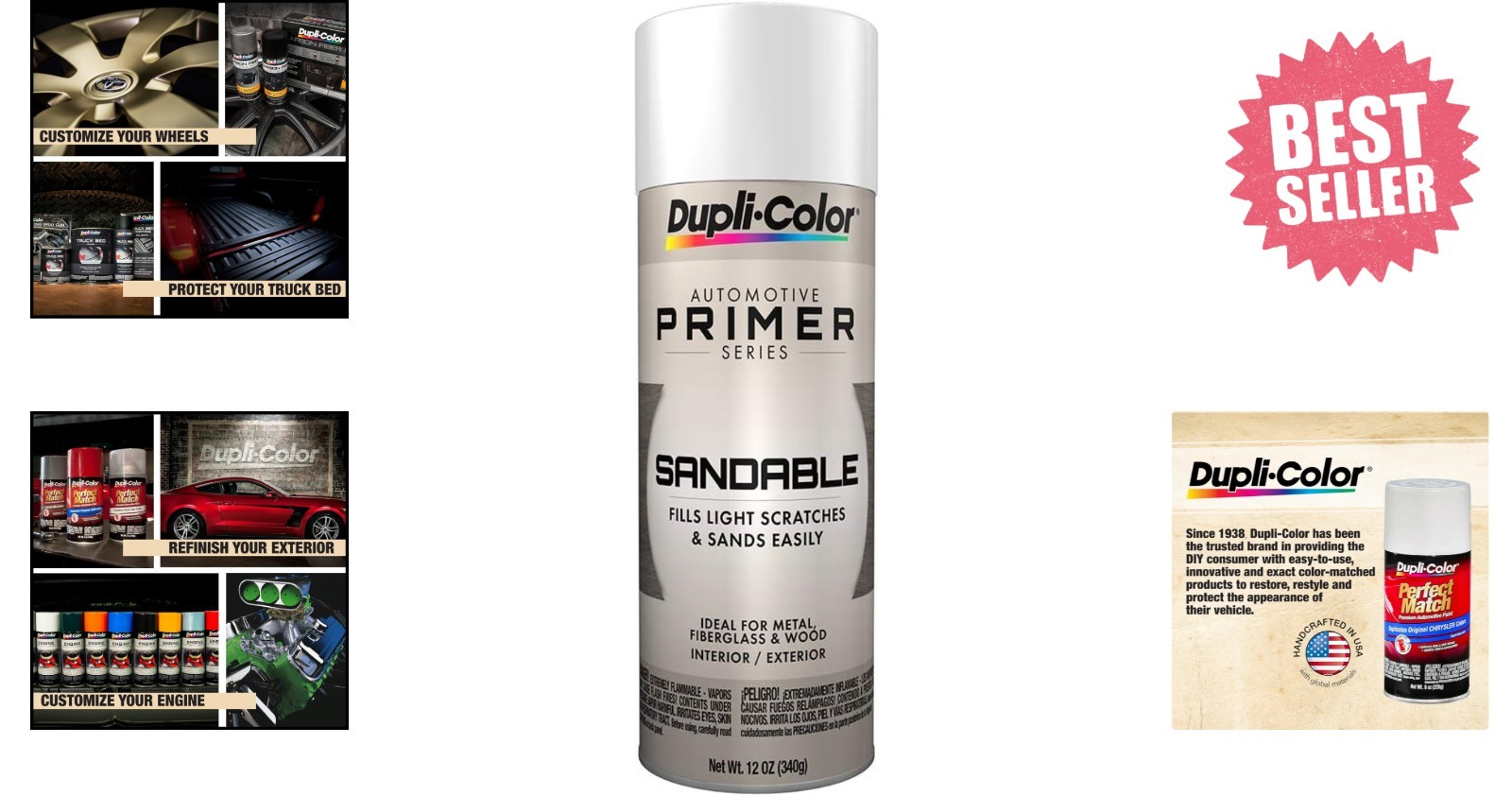 Versatile White Sandable Primer Spray – 12 oz. for Interior and Exterior Use