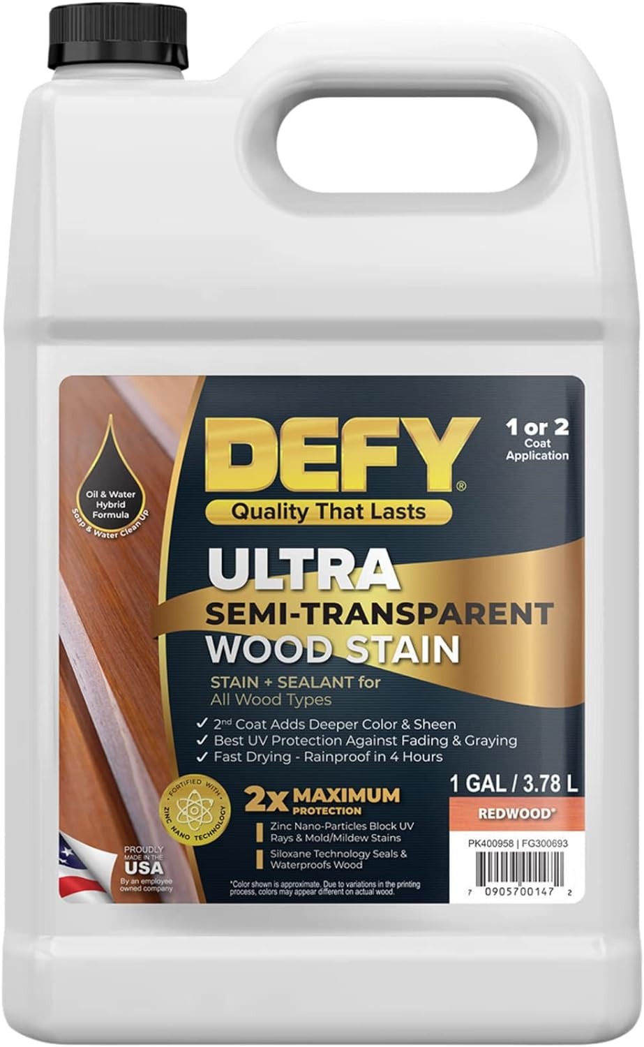 Redwood Semi-Transparent Outdoor Wood Stain & Sealer – 1 Gallon