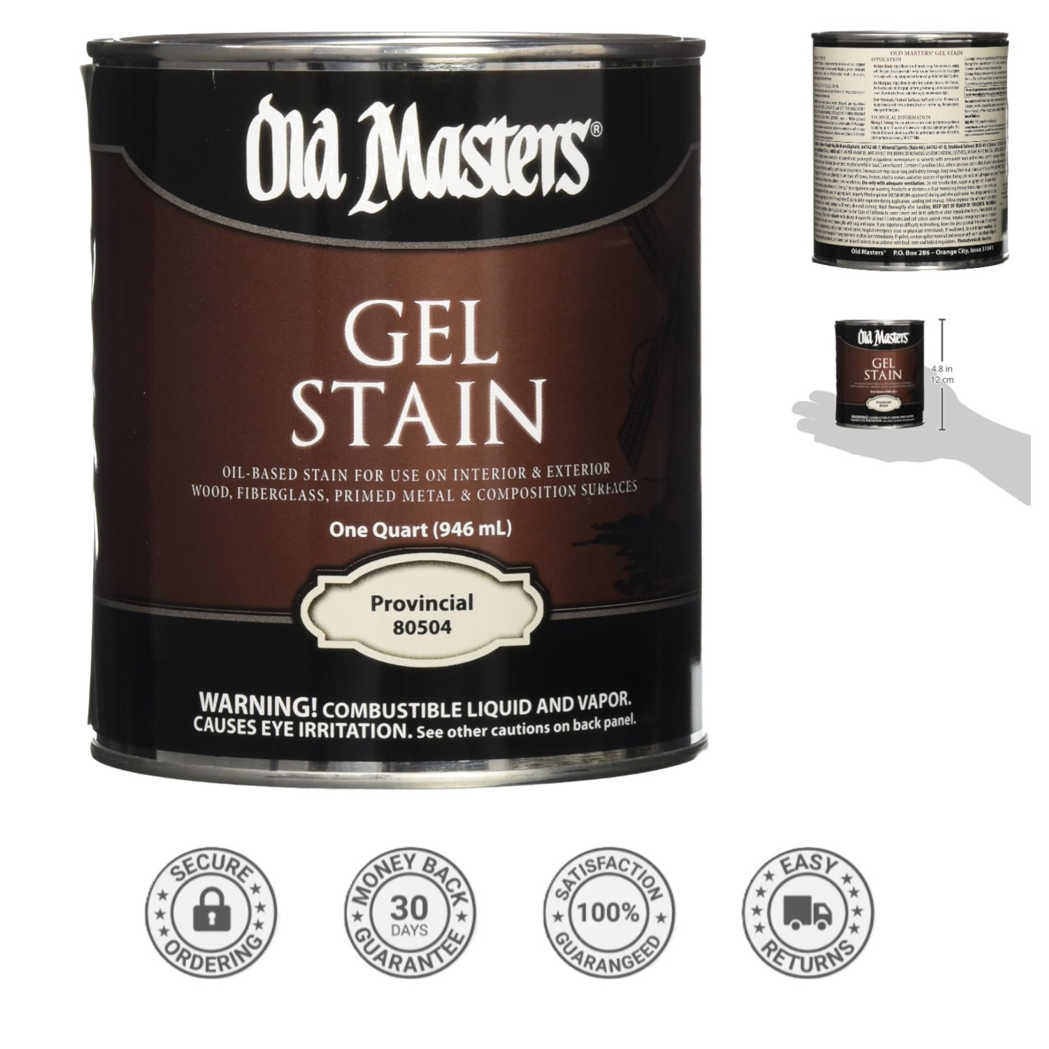 High Coverage Oil-Based Gel Stain in Provincial – 1 Quart for Luxurious Finishes