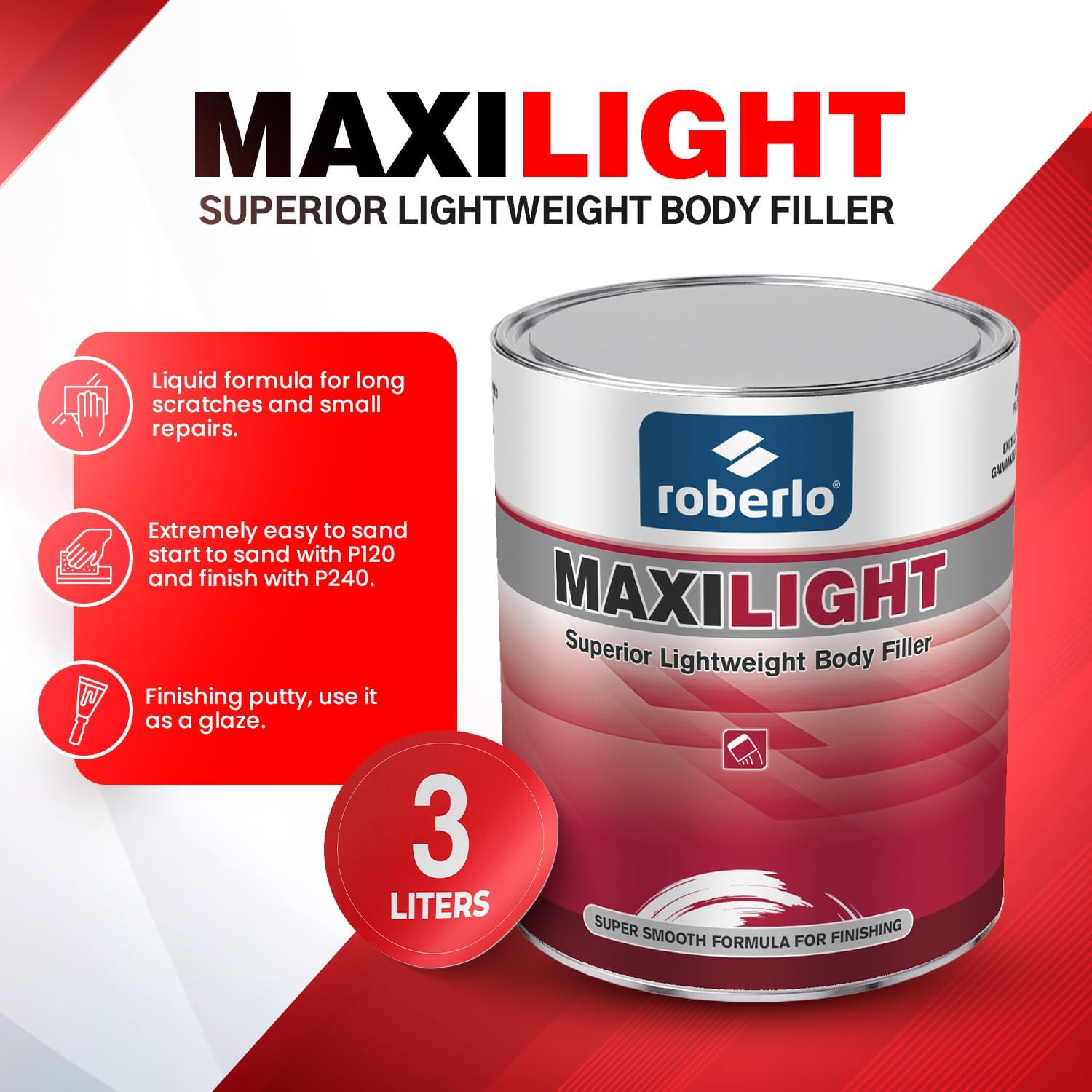 Maxilight Superior Lightweight Auto Body Filler – Easy Application, Super Smooth
