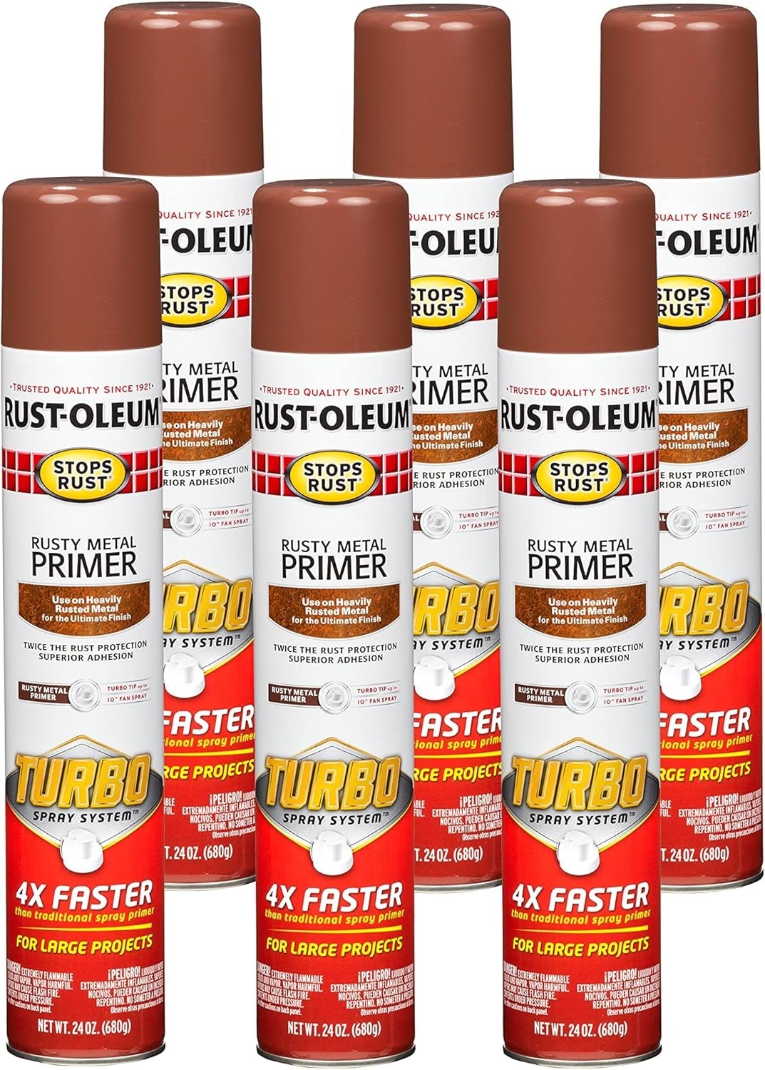 Rust-Oleum Stops Rust Turbo Spray Rusty Metal Primer 24oz 353346-6PK 6 Pack