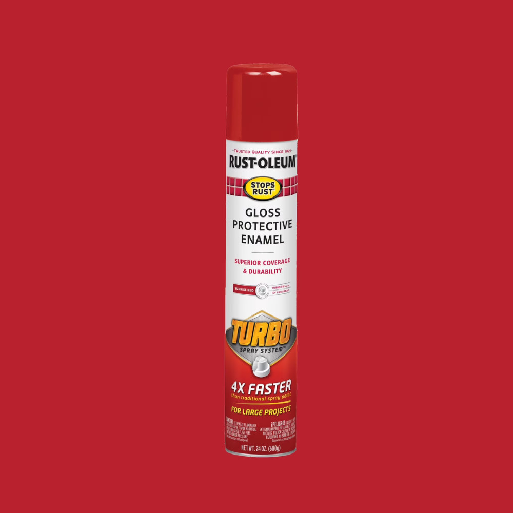 2 Pack Rust-Oleum Stops Rust Turbo Spray Paint, Sunrise Red Gloss Enamel, 24 oz