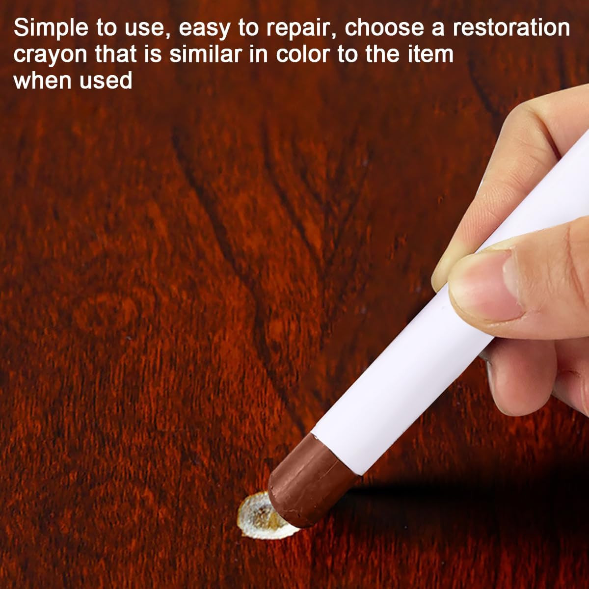12 Colors Wood Furniture Filler Sticks, Wood Repair Wax Crayons with Yellow S…