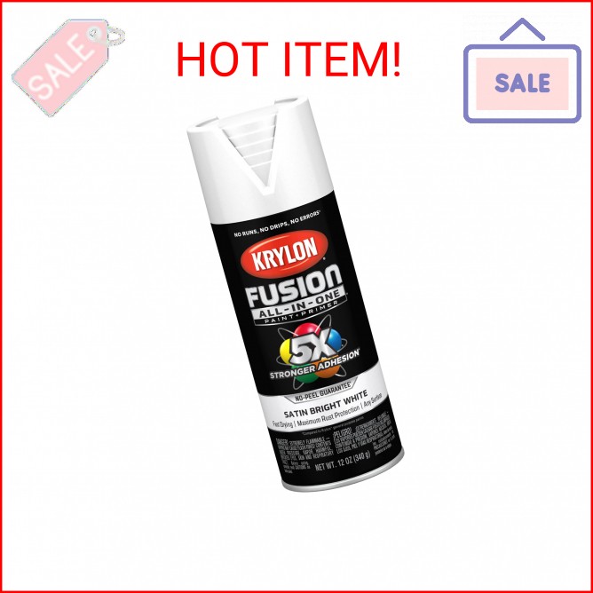 Krylon Fusion All-In-One 12 Oz. Satin Spray Paint, Bright White – 1 Each