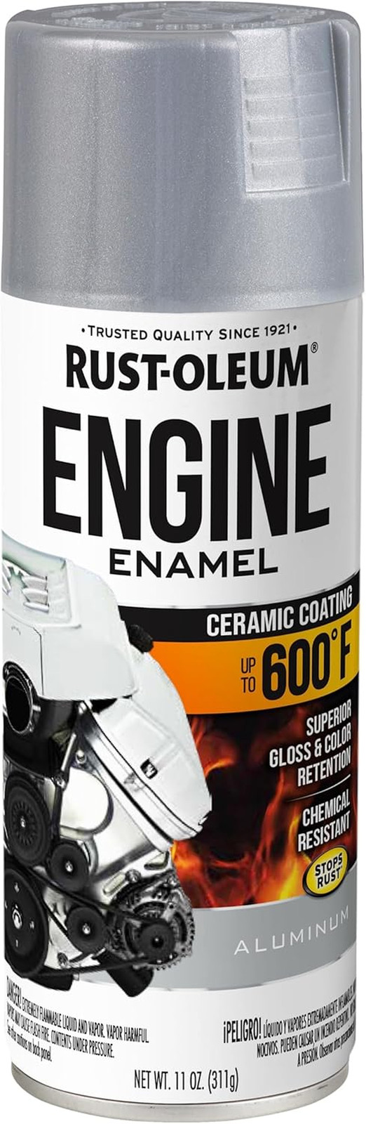 Rust-Oleum 366428 Engine Enamel Spray Paint, 11 Oz, Aluminum