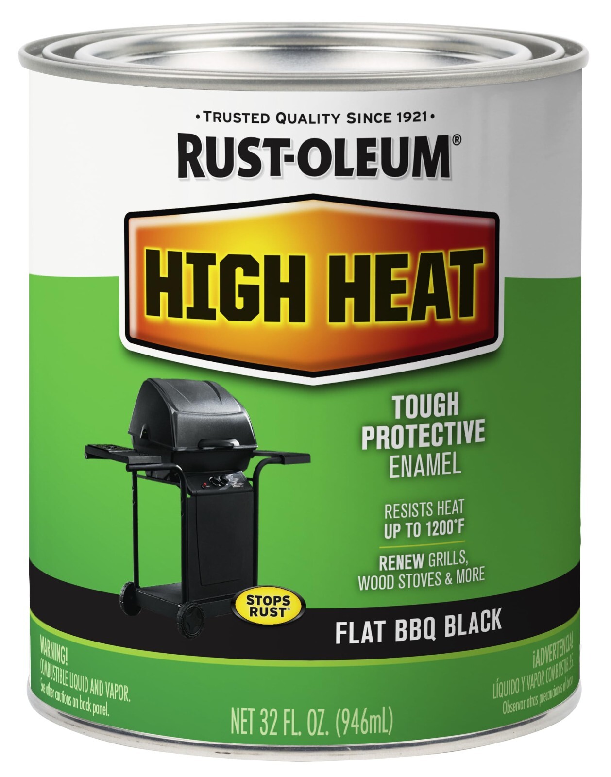 Rust-Oleum 7778502 High Heat Protective Enamel 32 Fl Oz 1 Pack Bar-B-Que Black
