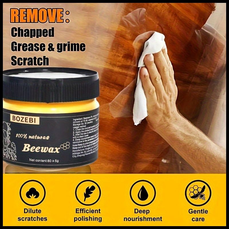 Real Wood Beeswax, 1pc, with Sponge, Rosewood Furniture Care and Maintenance, An