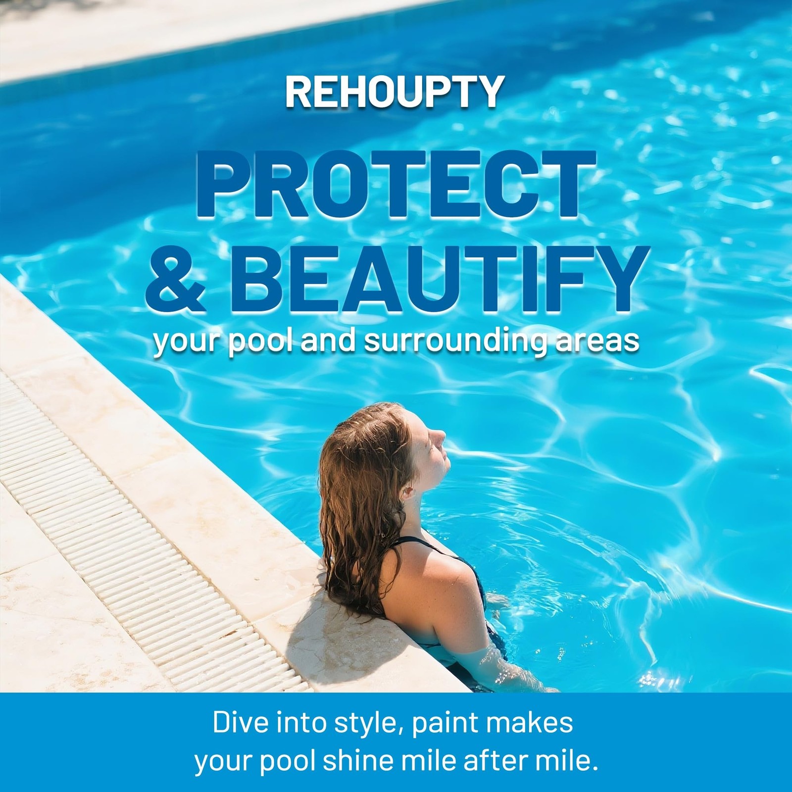 Pool Paint Ocean Blue 1 Gal Water-Based Acrylic Resin Concrete Coating
