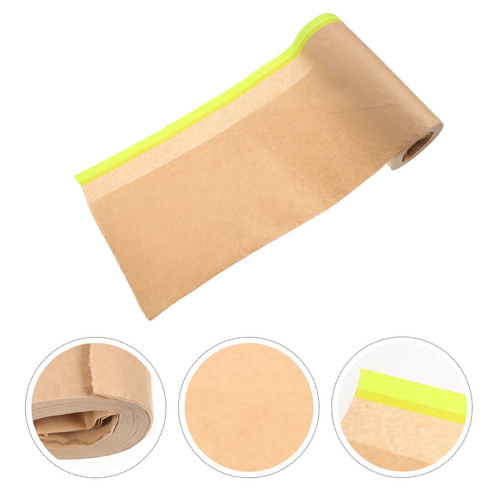 Reusable Light Brown Masking Paper with Tape for Automotive and Home Use