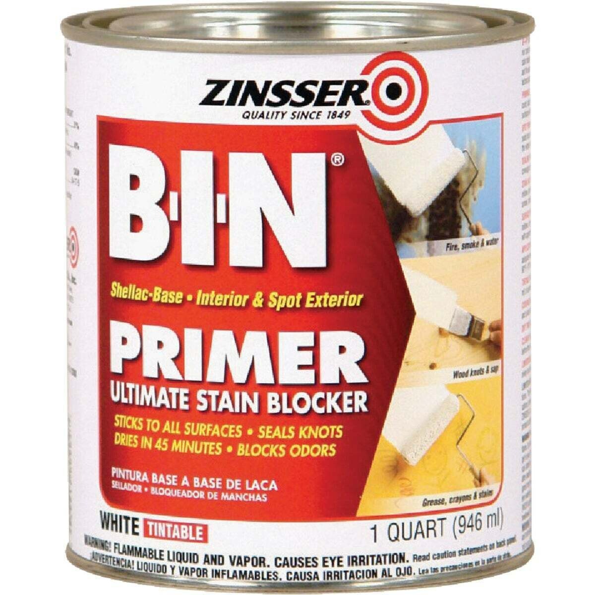 Zinsser 1 qt. White B-I-N Shellac-Based Interior Primer and Sealer 6 Pack