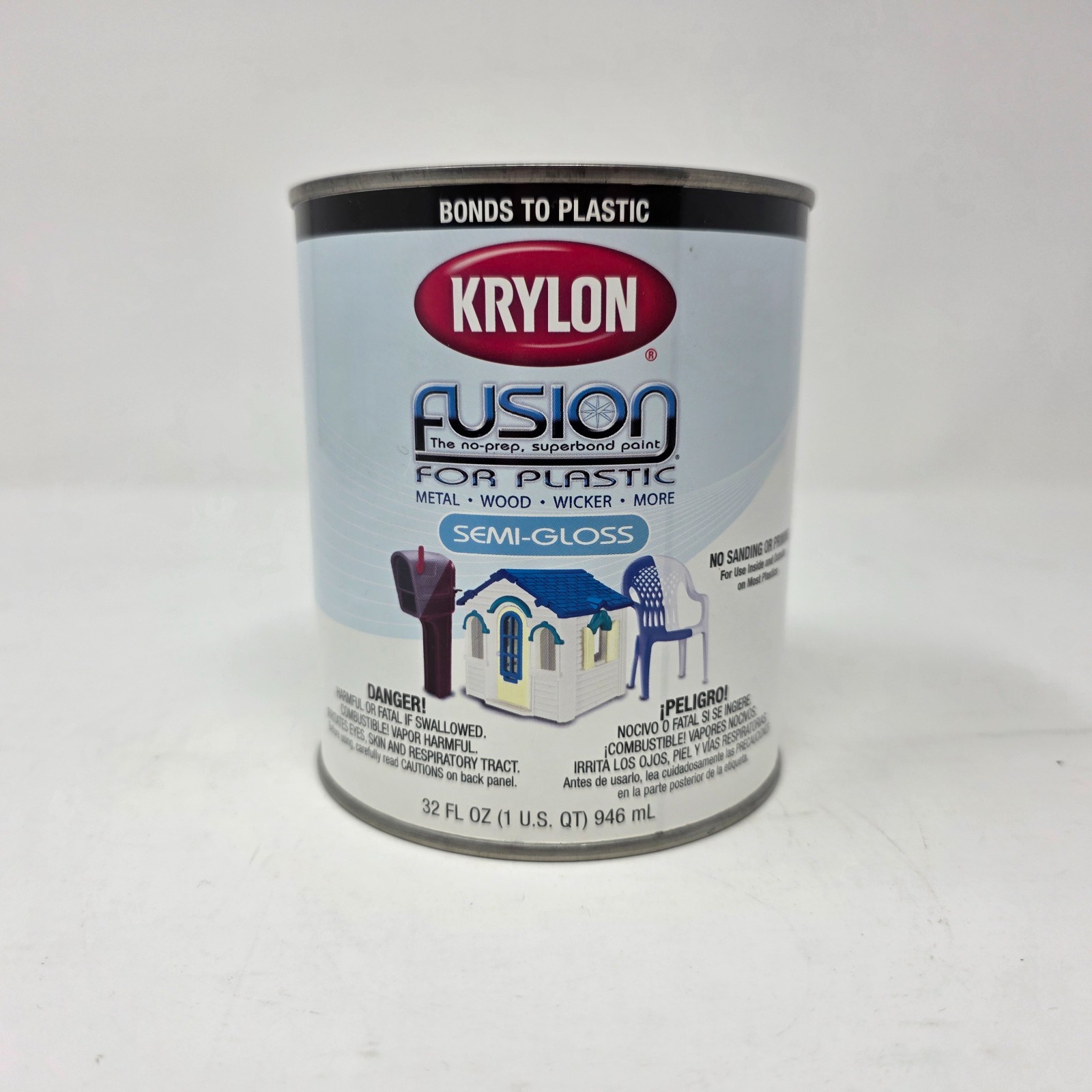 Krylon Fusion for Plastic Semi-Gloss White 5300 Quart 32oz Brush On