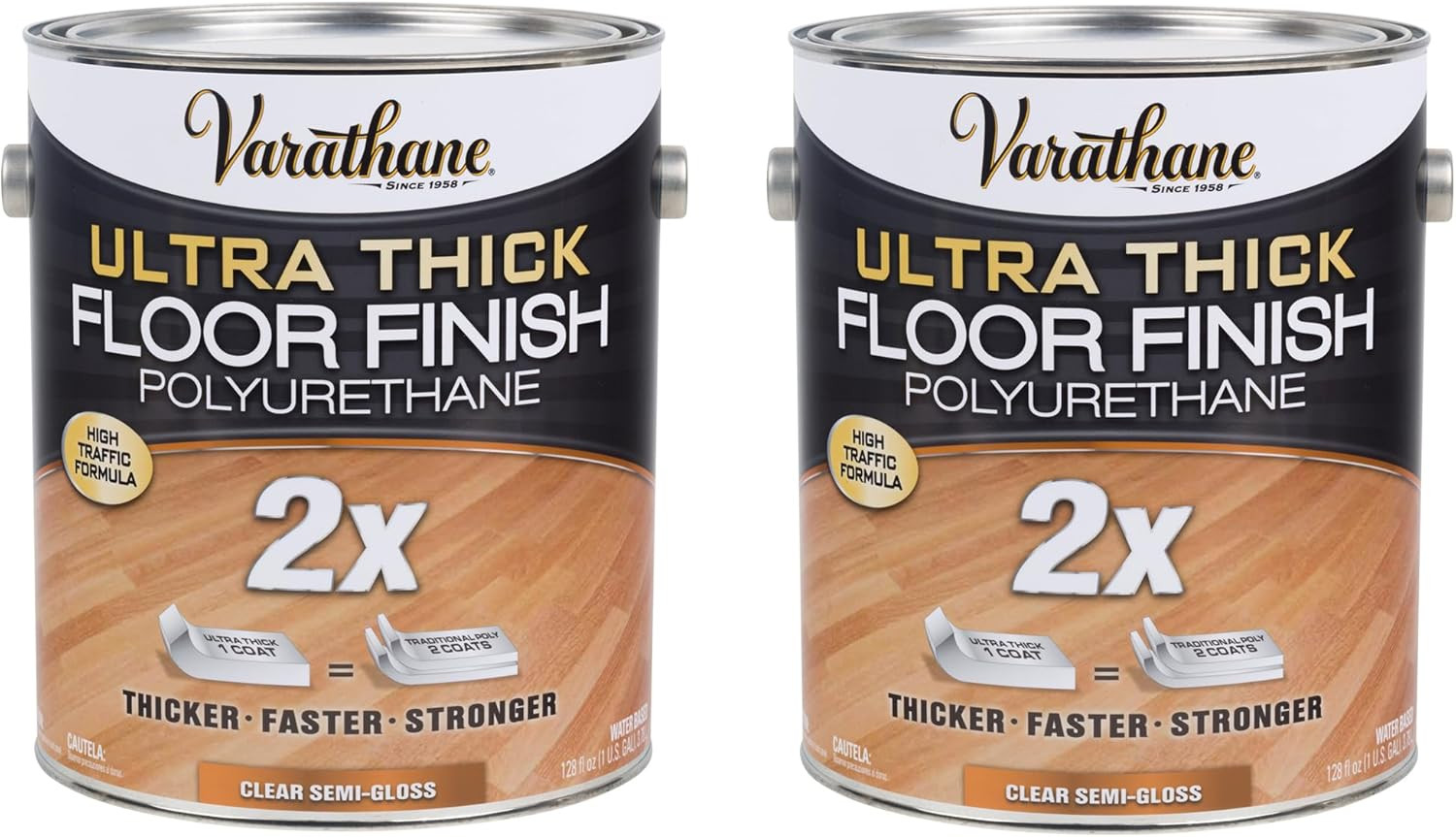 298273-2PK Ultra Thick Floor Finish Polyurethane, Gallon, Semi-Gloss Clear, 2 Pa