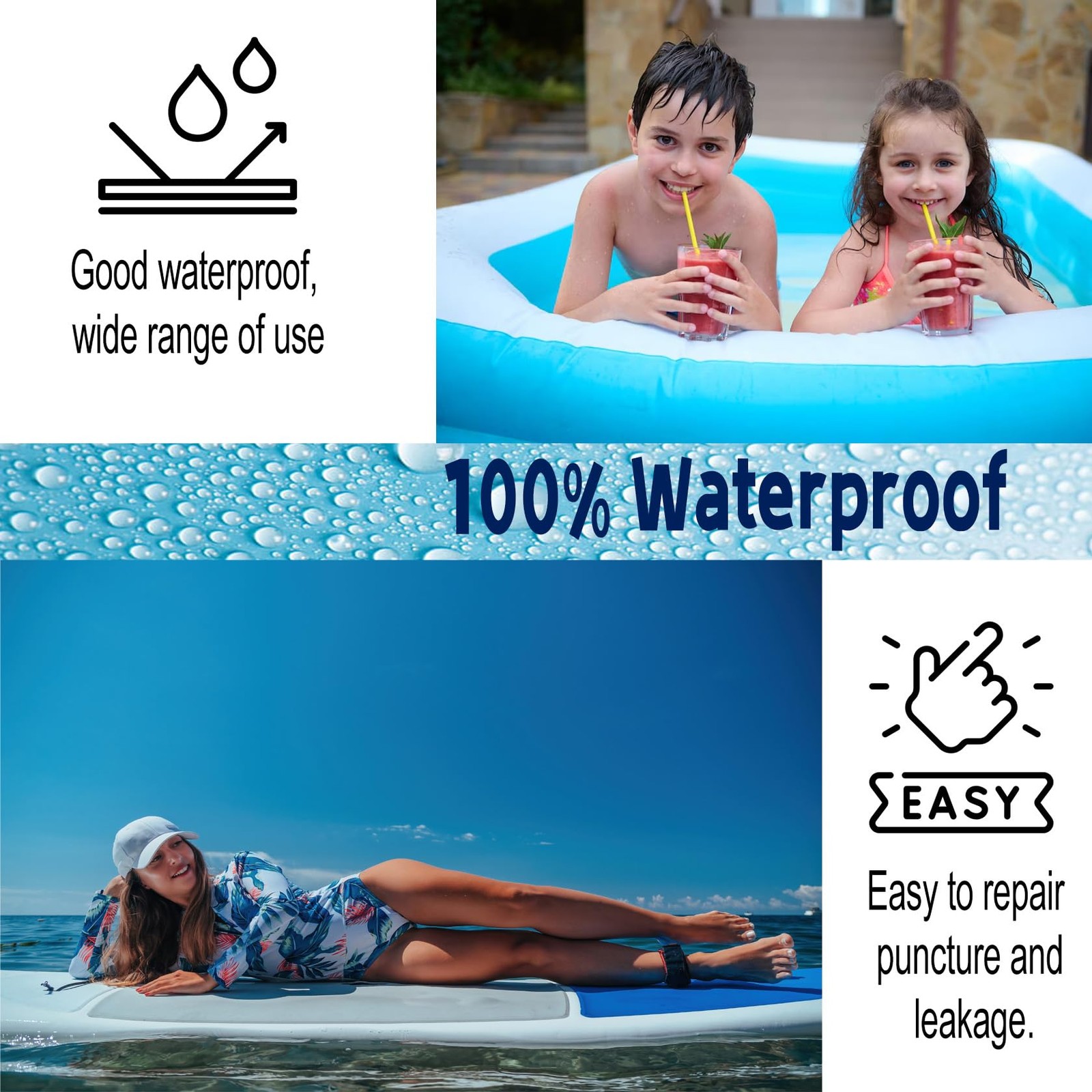 Pool Patch Repair Kit for Inflatables-Air Mattress 3in*3in*12P, Transparent