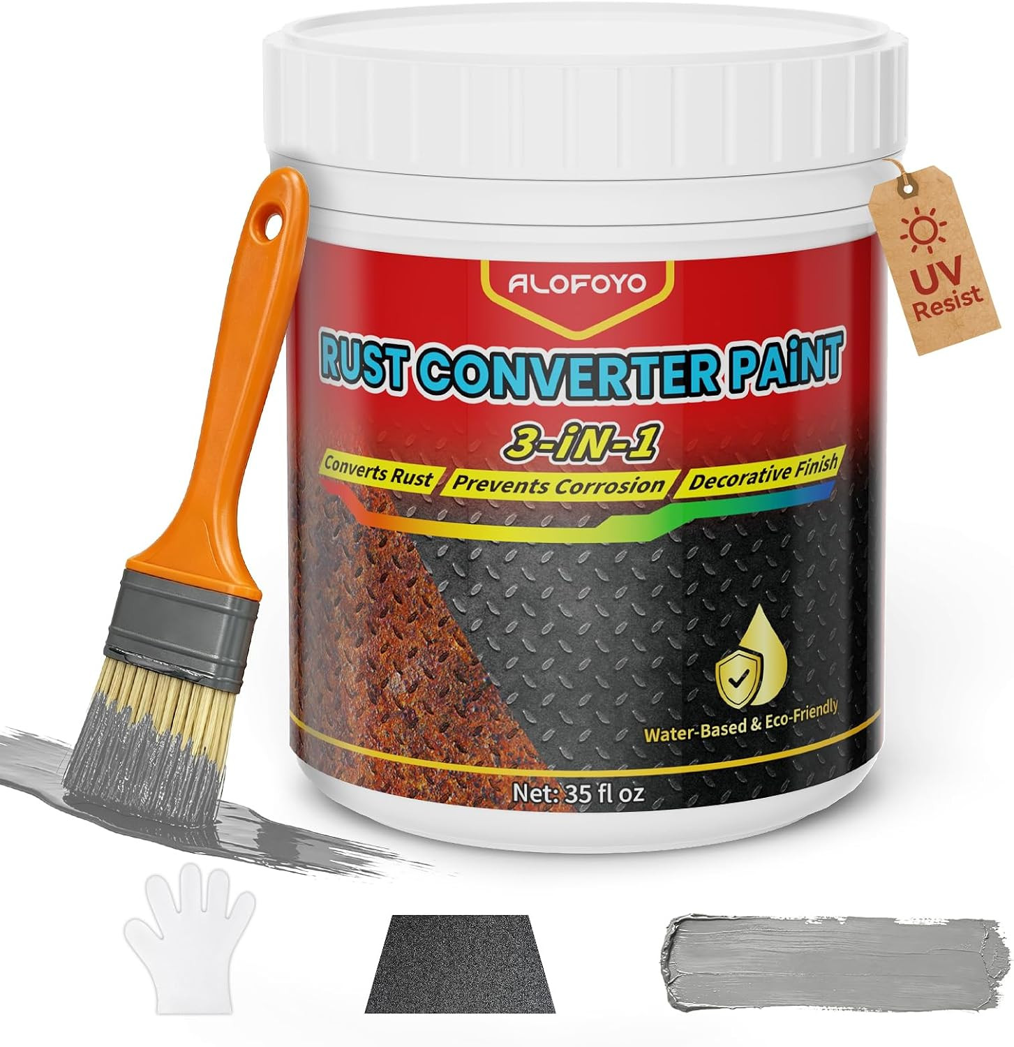 3-In-1 Rust Converter & Metal Primer, 35 Fl Oz Gray Rust Reformer, Water Based V