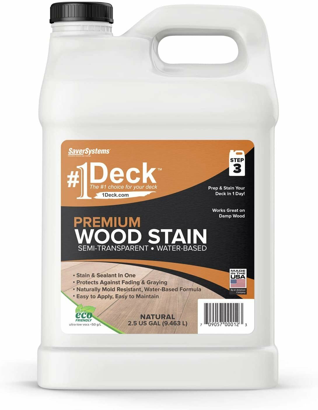 #1 Deck Premium Semi-Transparent Wood Stain for Decks, Fences, & Siding – 2.5…