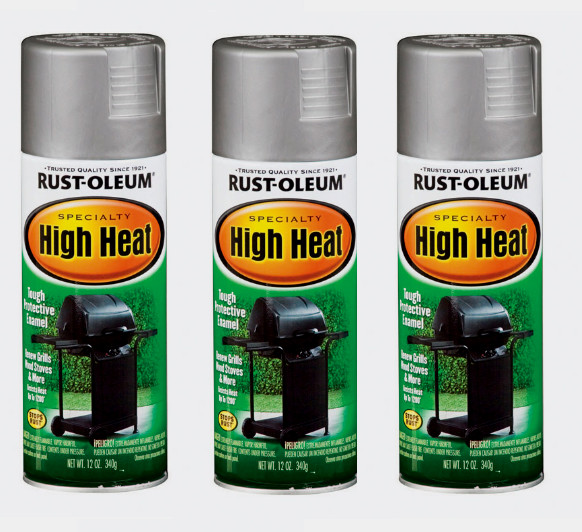 3~ RUST-OLEUM High Heat Spray Paint BBQ Silver Stops Rust Stoves Grills Engines