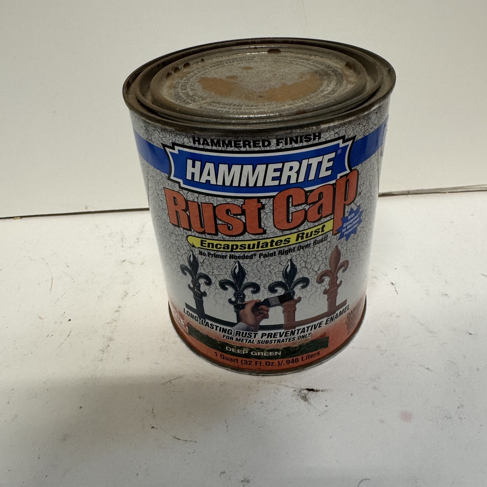 Hammerite Rust Cap Hammered Finish Deep Green 1 Quart