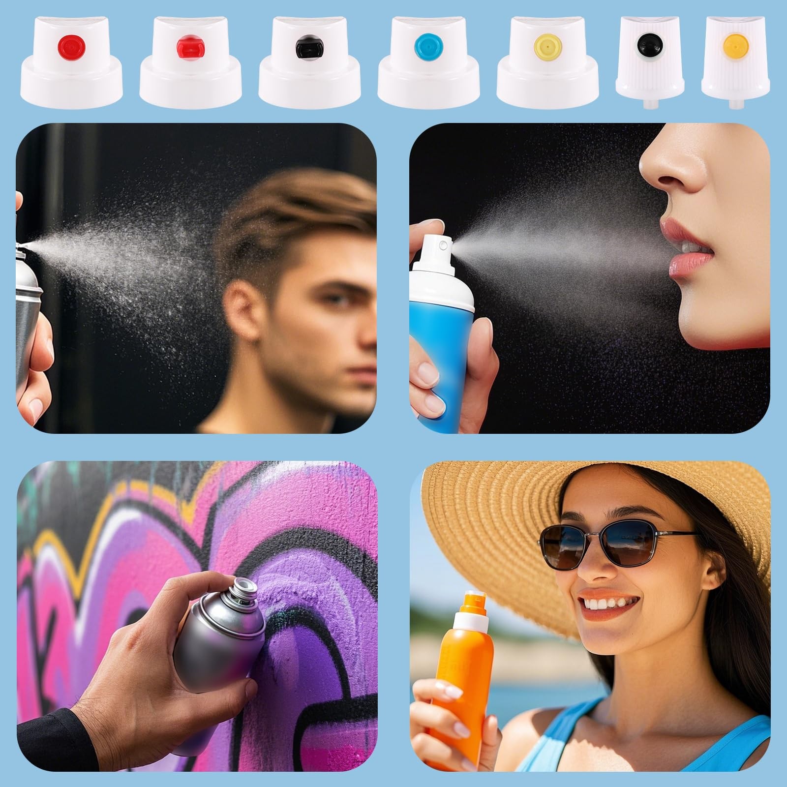60pcs Spray Paint Caps, Universal Spray Can Shaker Nozzle Fast Coloring Spout…