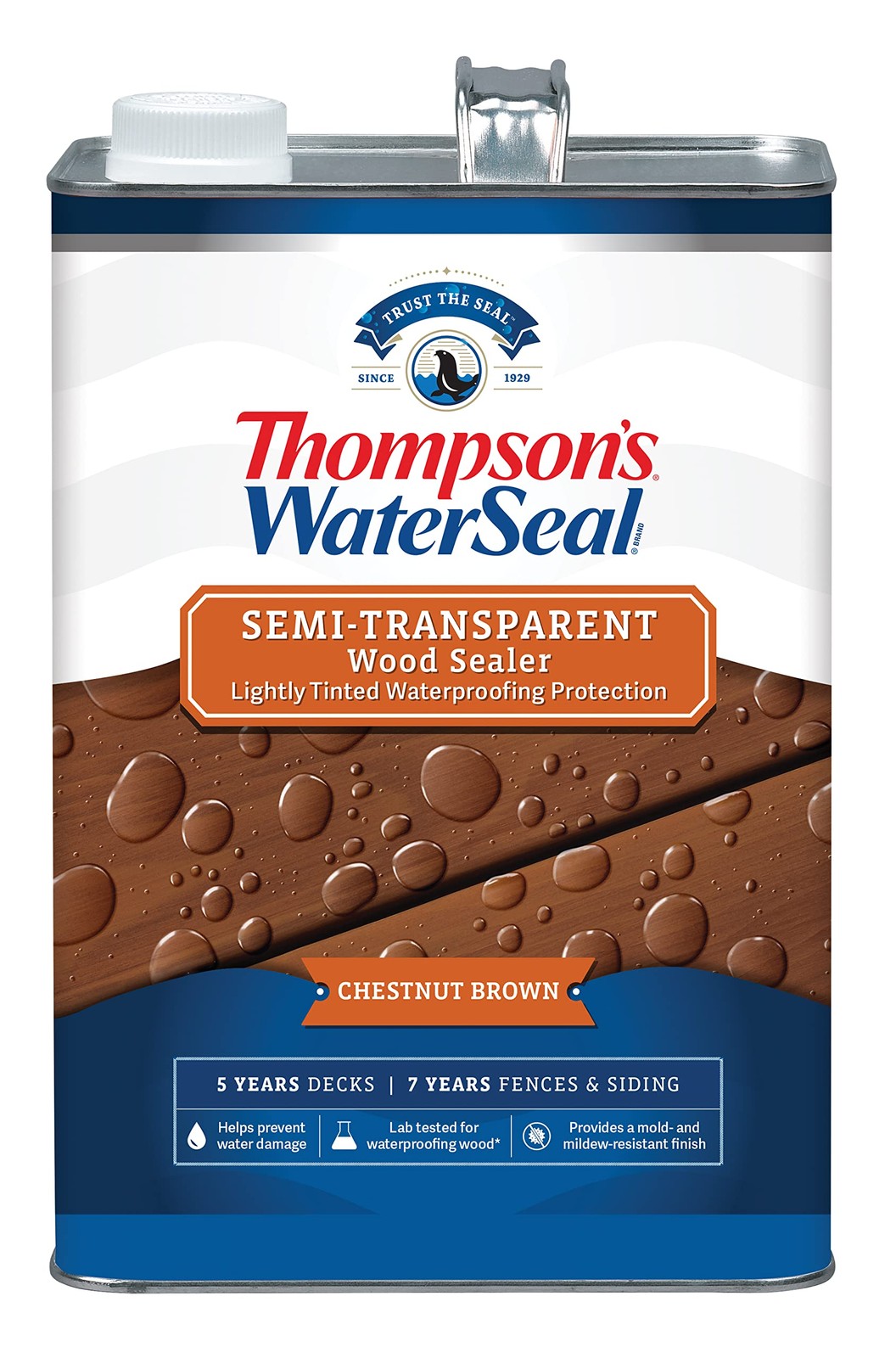 Thompson’s WaterSeal SemiTransparent Waterproofing Wood Stain and Sealer, Che…