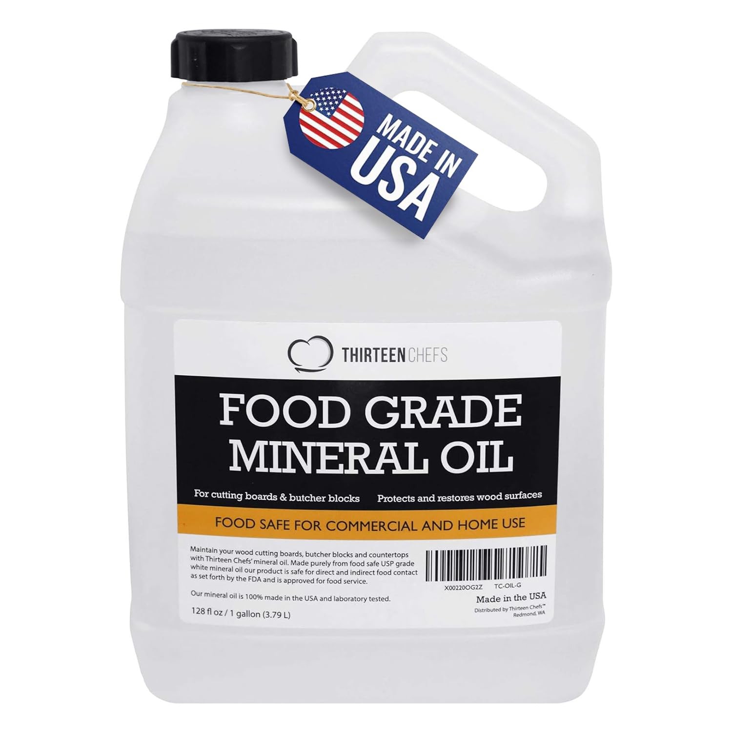 Thirteen Chefs Mineral Oil – 128oz Food Grade Conditioner for Wood Cutting Board