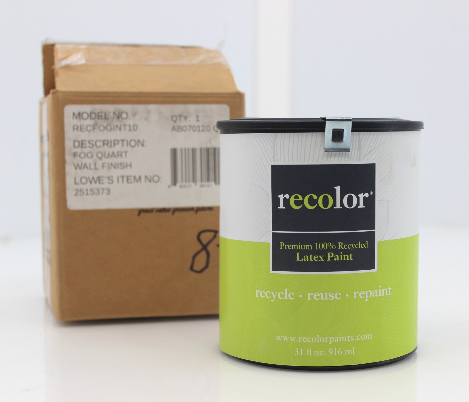 Recolor Premium 100% Recycled Latex Paint 1 Quart Color: Fog
