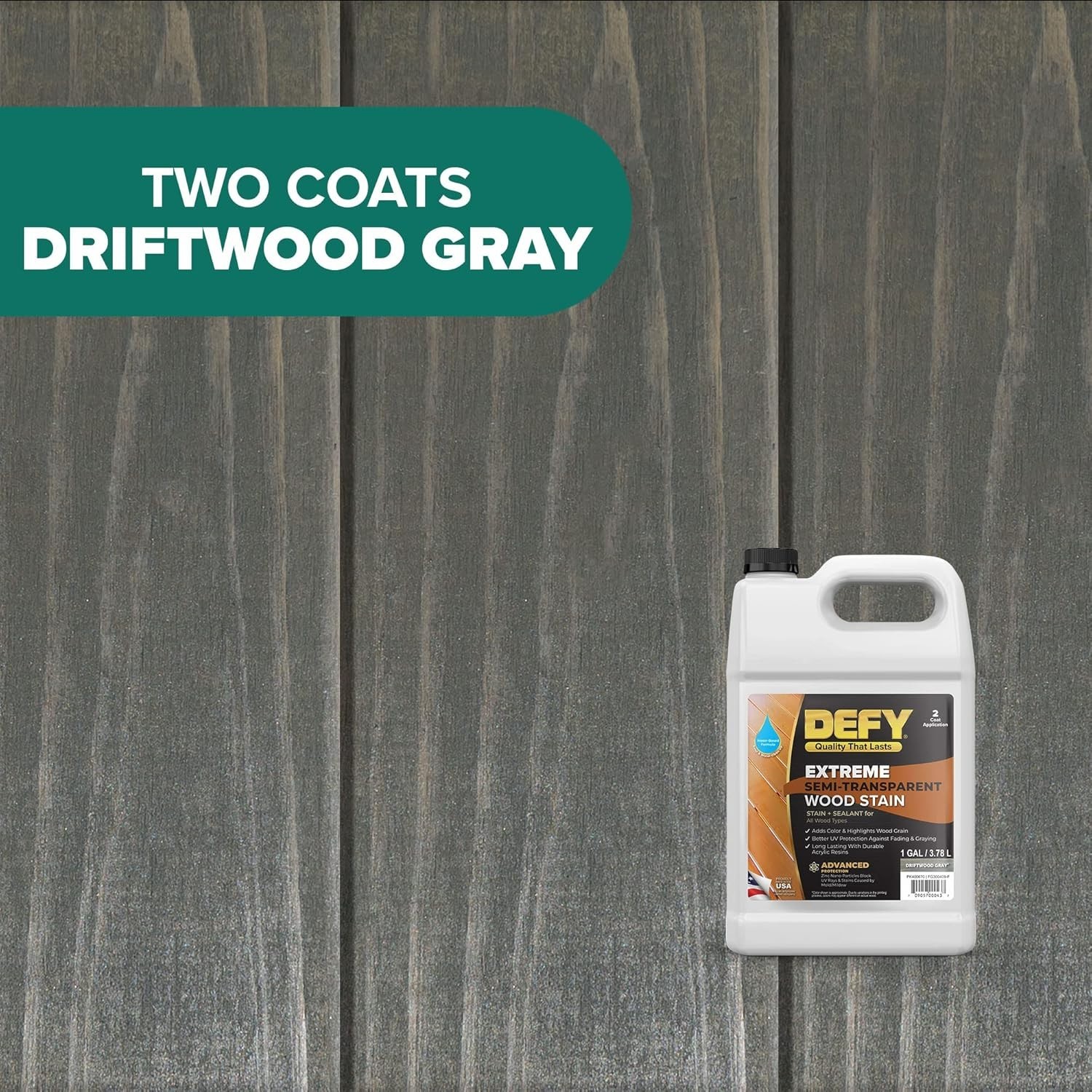 1 Gallon Semi-Transparent Wood Stain & Sealer in Gray – Easy Outdoor Application