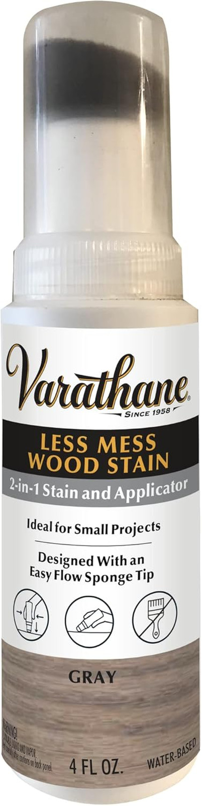 368034 Less Mess Wood Stain and Applicator, 4 Oz, Gray