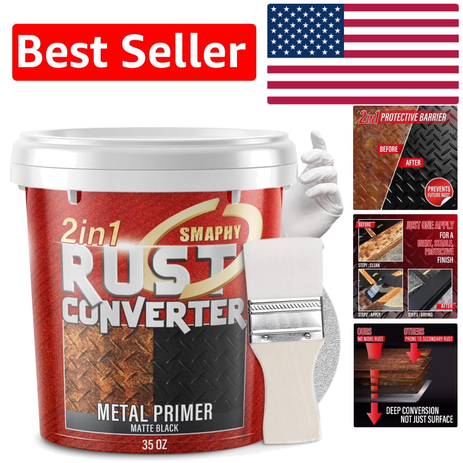 Oil-Based 2-in-1 Rust Primer & Converter – 35 oz Metal Restoration Paint