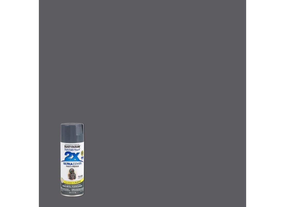 PAINTER’S Touch Gloss Spray Paint, Gloss, Dark Gray, 12 oz, Aerosol Can