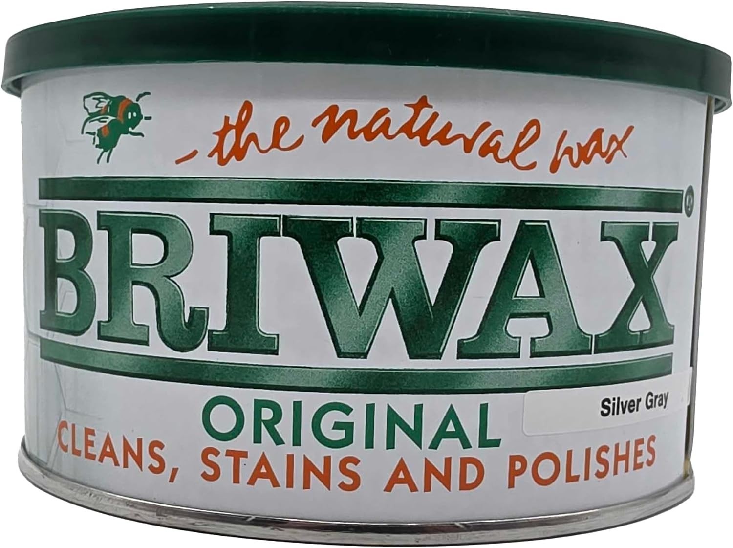 Briwax Original Wax Polish, Silver Gray, 16 oz. Dented can.