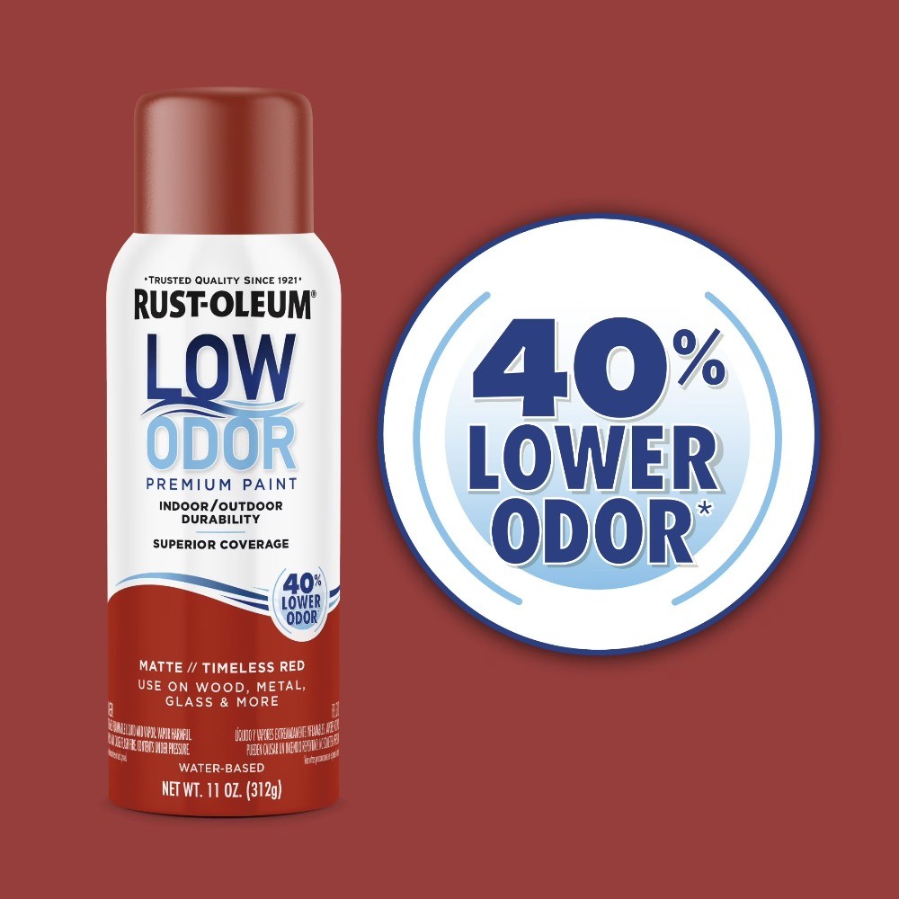 Red, Rust-Oleum Low Odor Premium Matte Spray Paint-388281, 11 oz