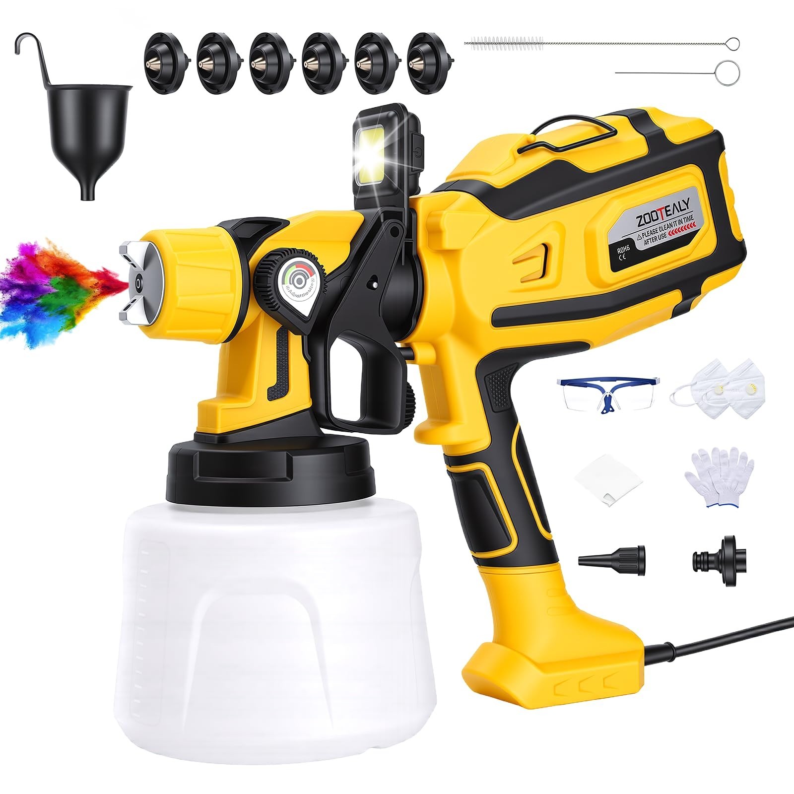 Paint Sprayer: 1000W Electric HVLP Spray Paint Gun with Cleaning & Blowing Jo…
