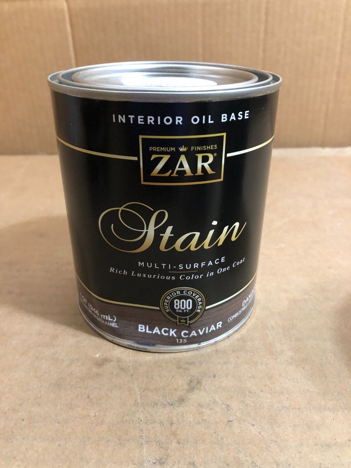ZAR Premium Oil-Based Wood Stain, Multi-Surface Black Caviar, 1 Quart ~
