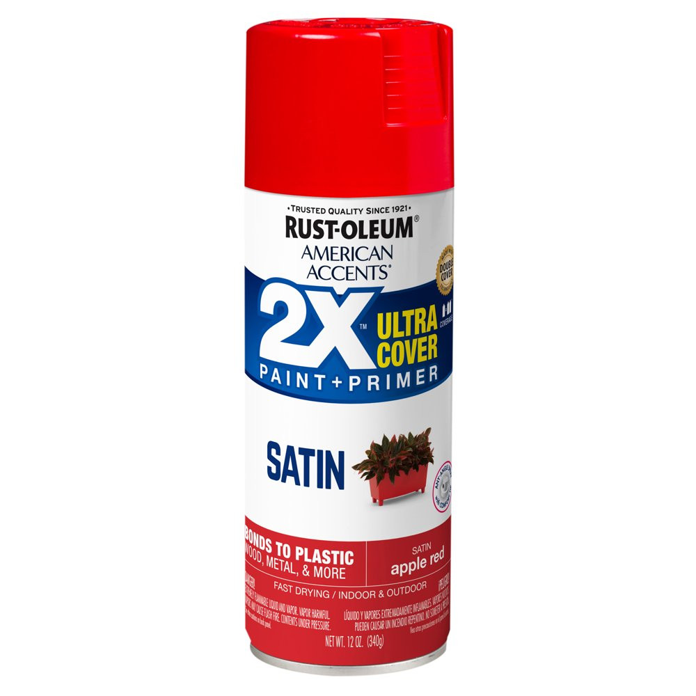 All Surfaces 2X Ultra Cover Satin Red Spray Paint & Primer Soft Look 12 Oz