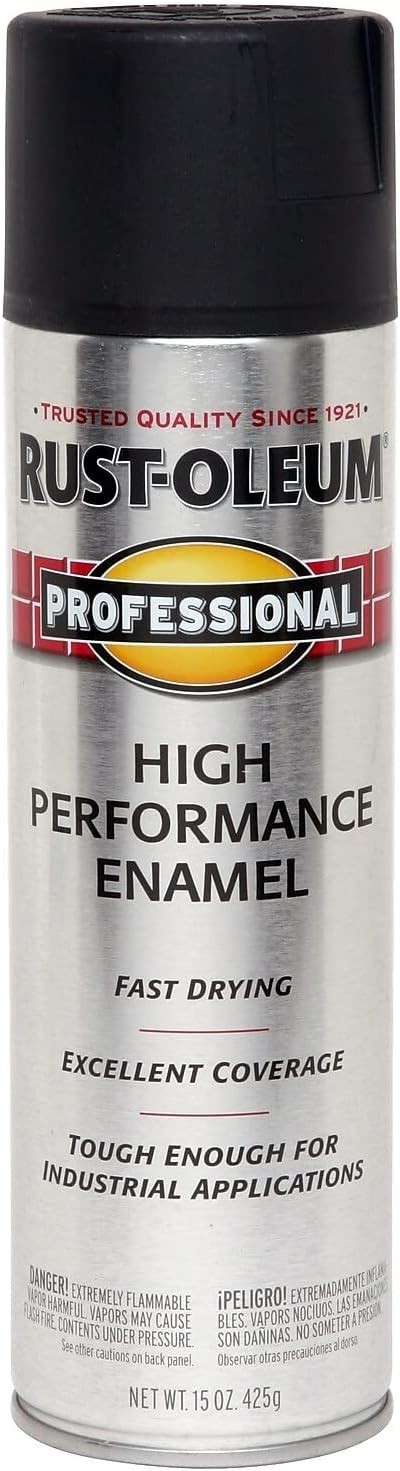 Rust-Oleum 239107 High Performance Enamel Spray Paint, 15 oz, Semi-Gloss Black
