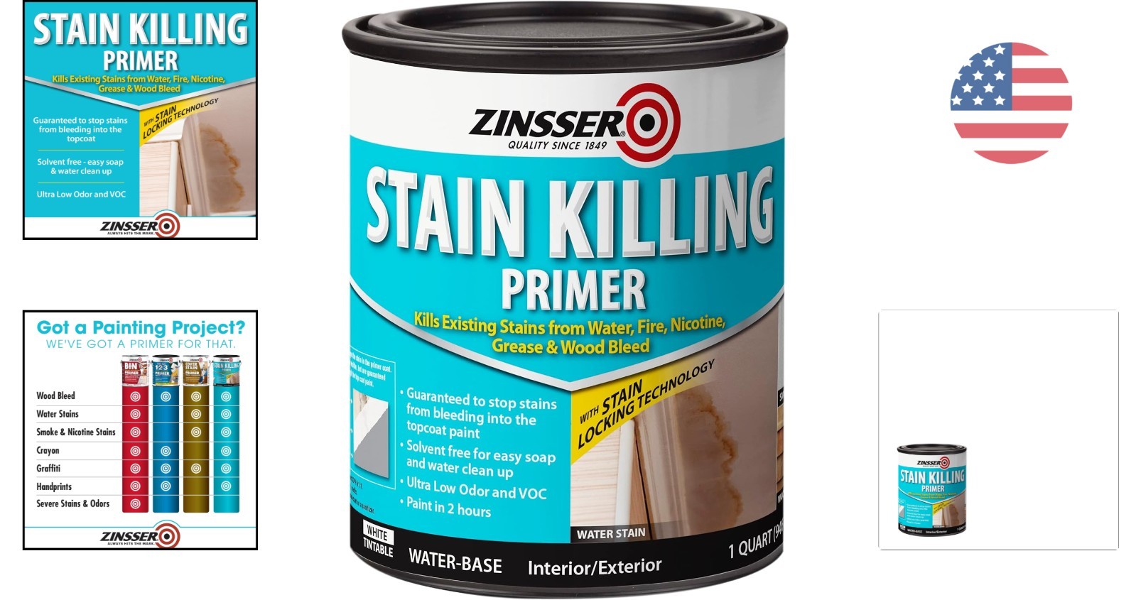 Water-Based Stain Killing Primer 1 Quart – Fast & Effective for Home Projects