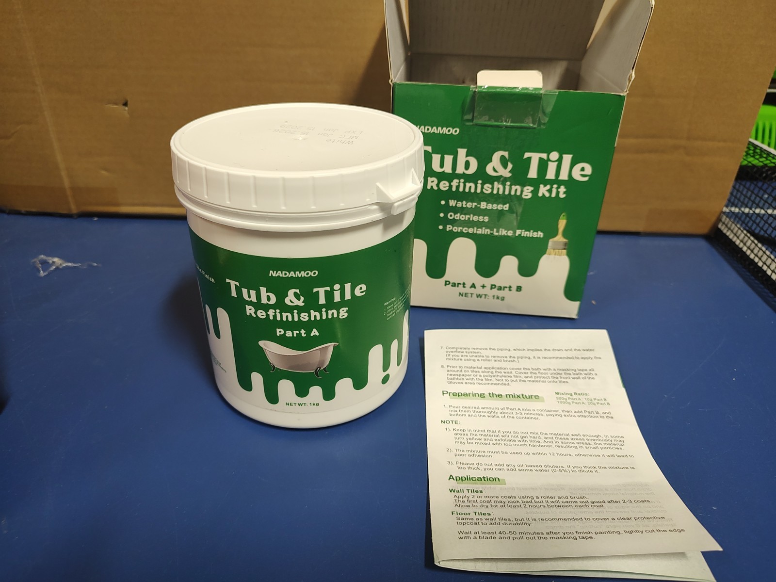 NADAMOO Tub and Tile Refinishing Part A 1kg Tub (2.5 lbs) for Porcelain Ex: 1/29