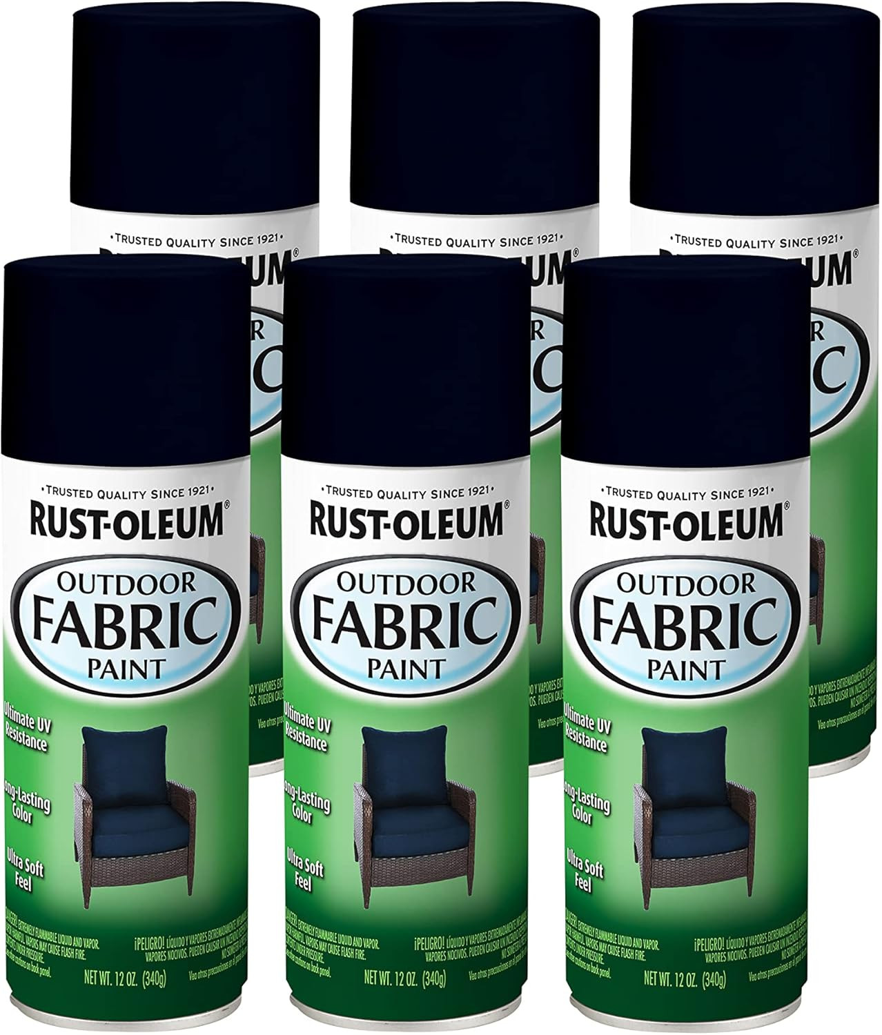 Navy Outdoor Fabric Spray Paint 12oz – 6 Pack, Durable & Weather-Resistant