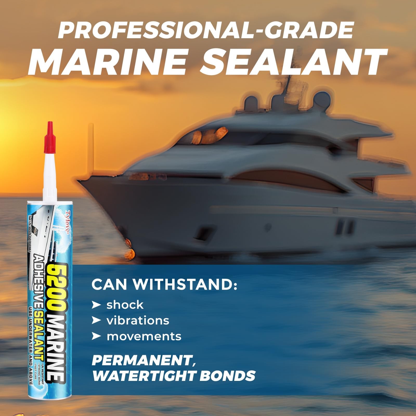 5200 Marine Sealant for Boats & RVs-Fast-Cure (30 Mins), Waterproof, WHITE 1A