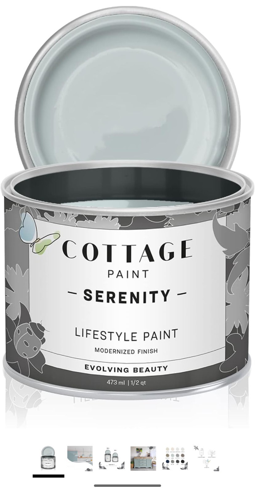 Serenity Silk All-in-One Mineral Chalk Paint for Furniture. 16oz, Marshmallow