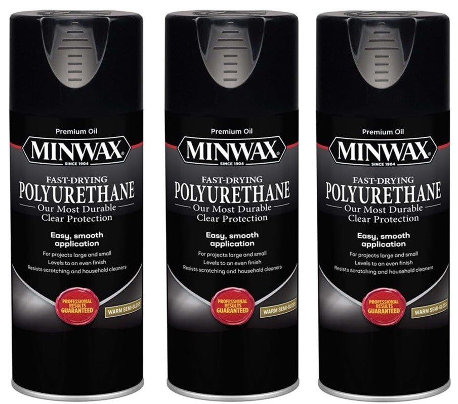 Minwax 33055 11.5 oz Clear Semi-Gloss Polyurethane Aerosol Spray – Pack of 3