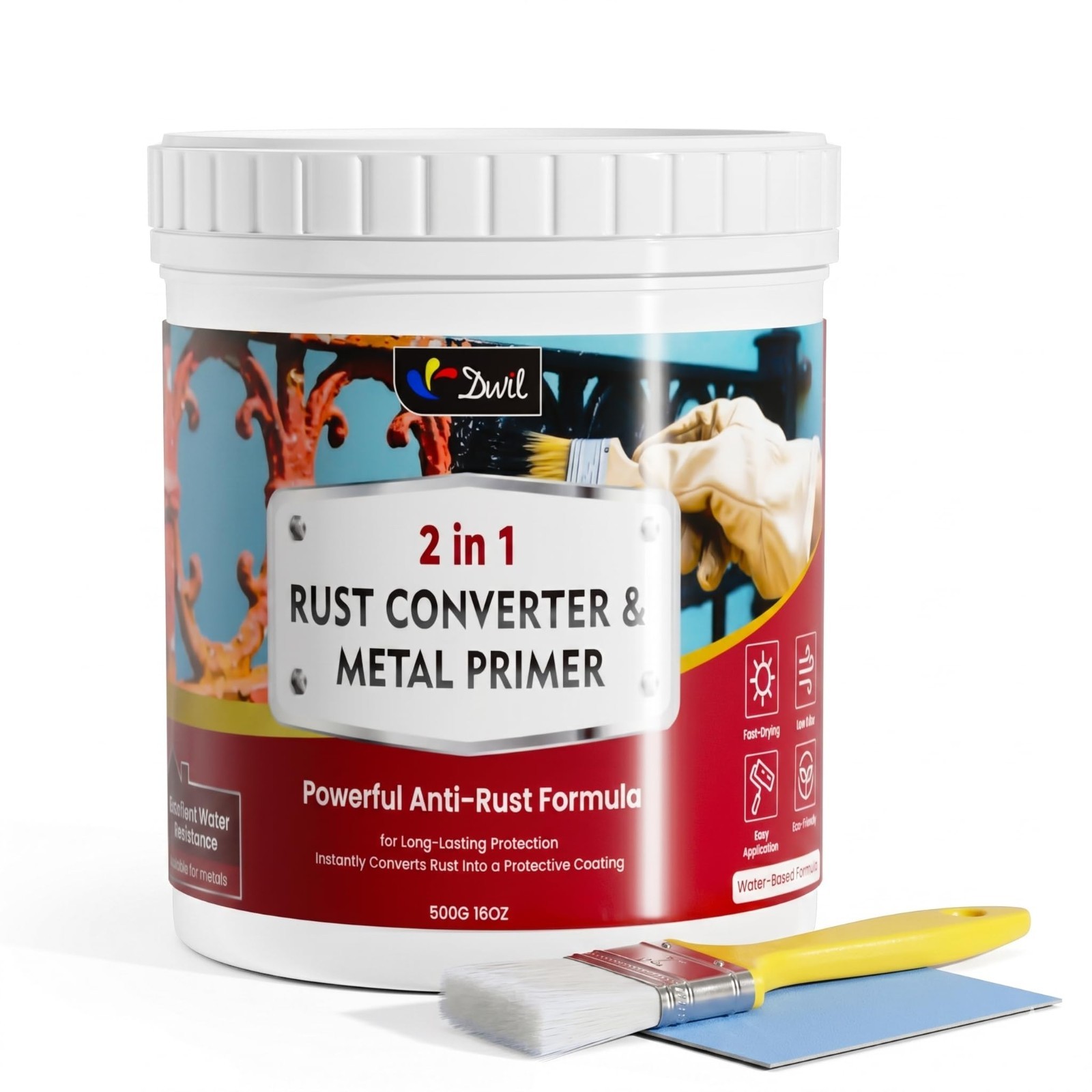 2-in-1 Rust Converter & Metal Primer, Water-Based Anti-Rust Coating for Cars, Tr