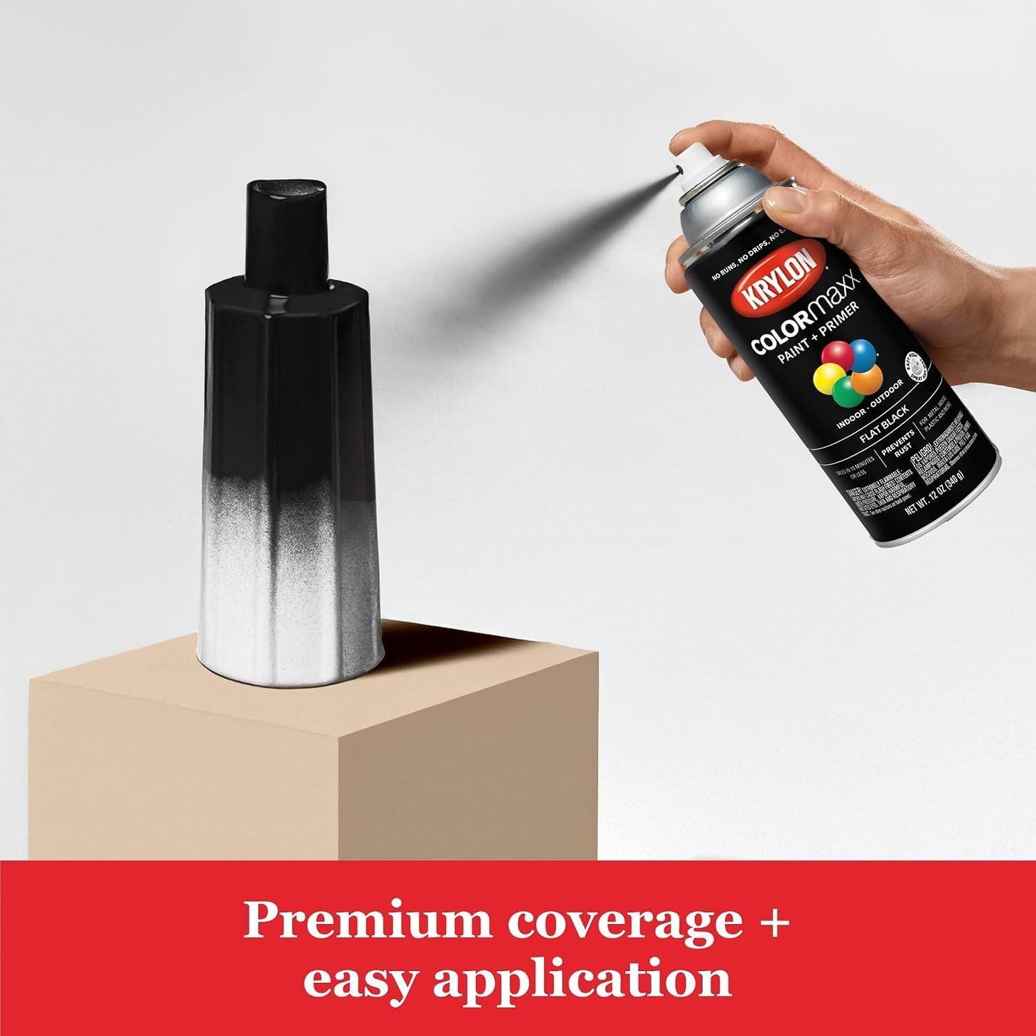 ColorMaxx 12 Oz. Fast-Drying Flat Black Spray Paint, Rust Resistant & Versatile