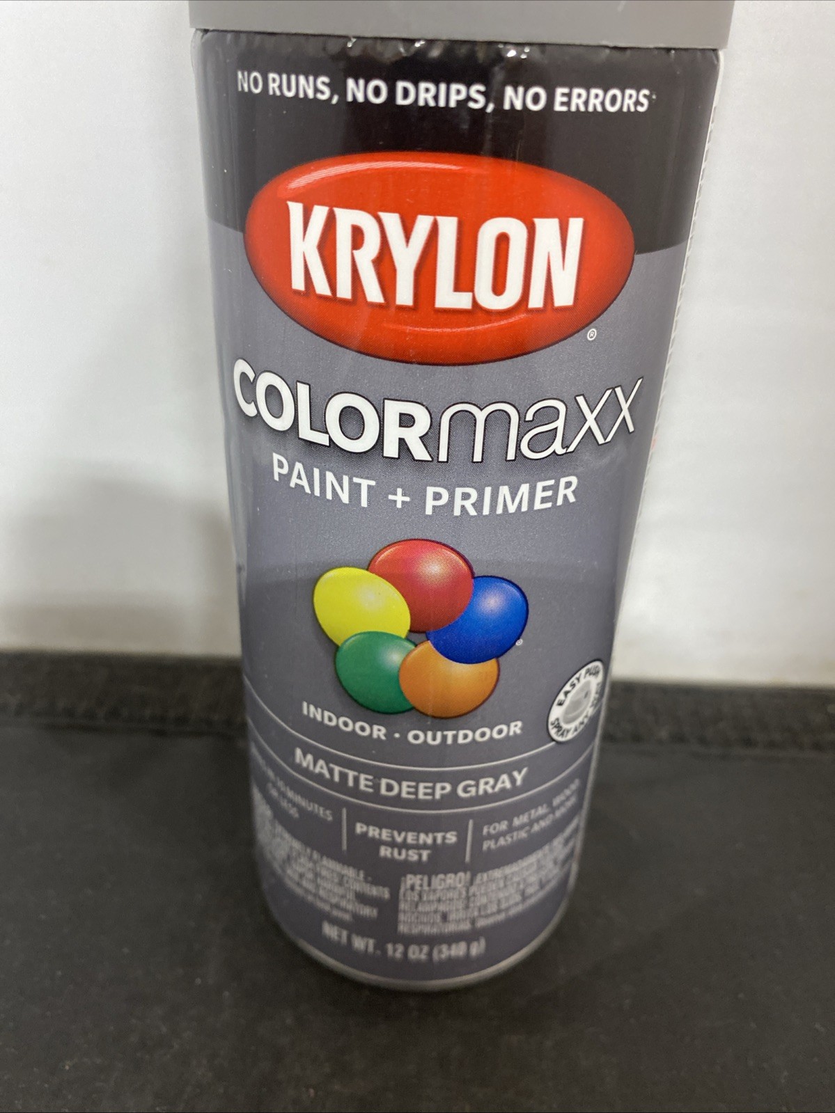 Krylon 5550 Matte Deep Gray COLORmaxx Spray Paint/Primer Indoor/Outdoor 12 Oz