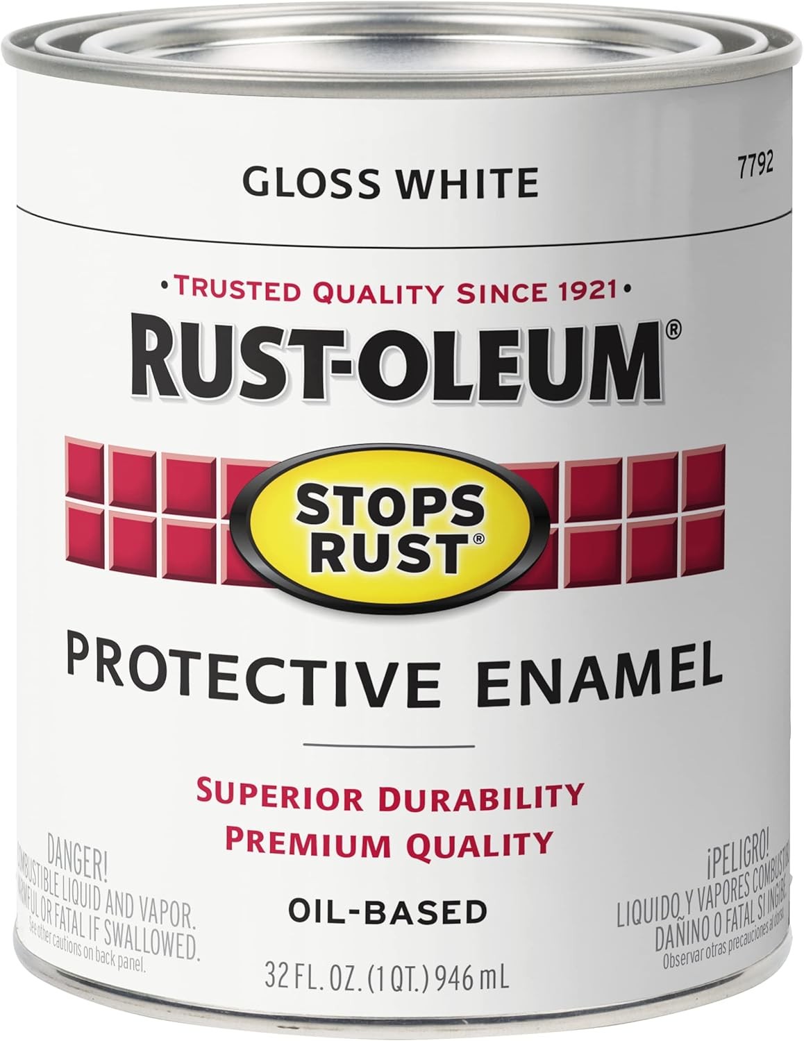 Rust-Oleum 7792502 Stops Rust Brush On 32 Fl Oz (Pack of 1), Gloss White