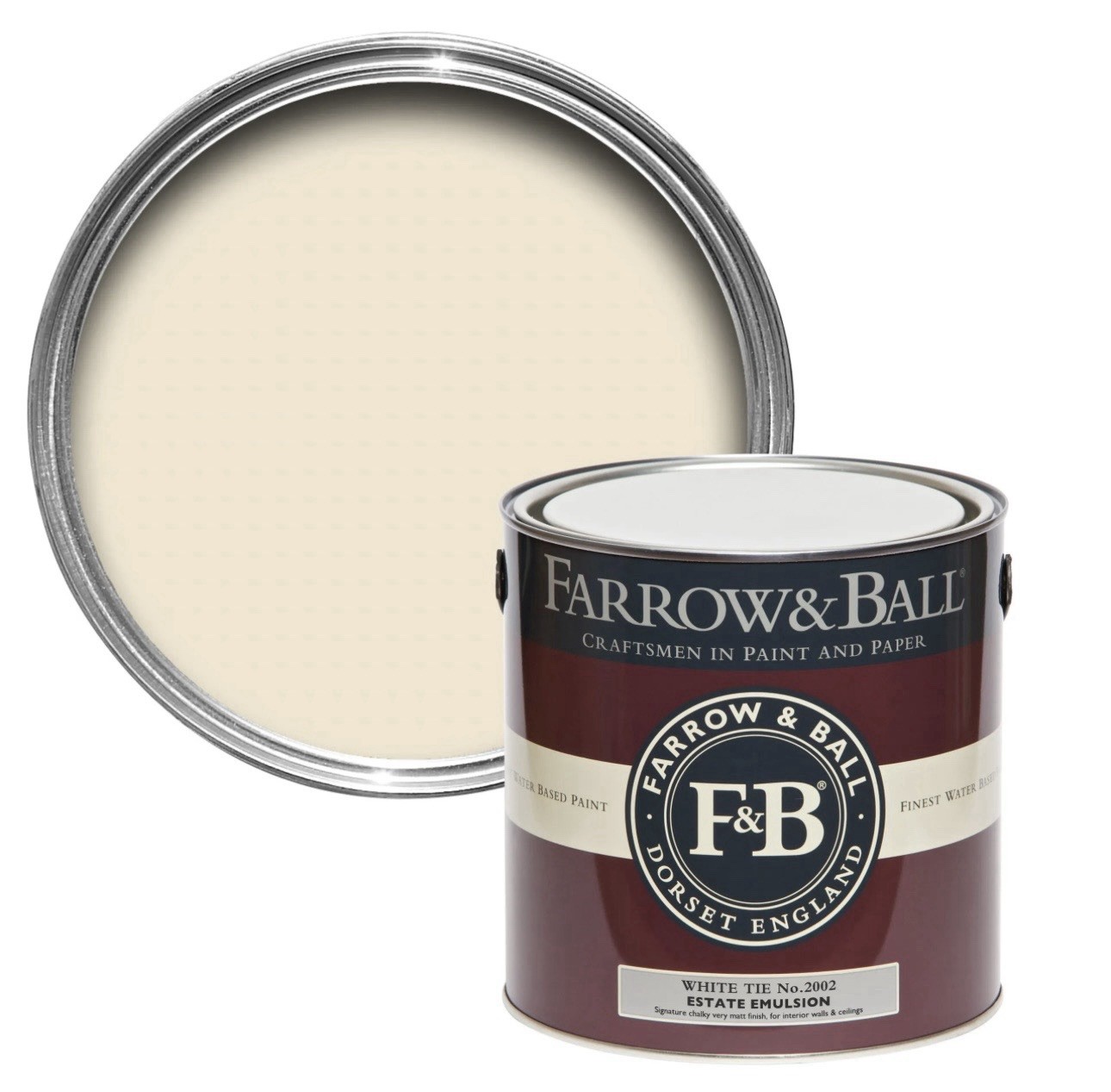 Farrow & Ball White Tie No. 2002 White Estate Emulsion Interior Paint 1 gal