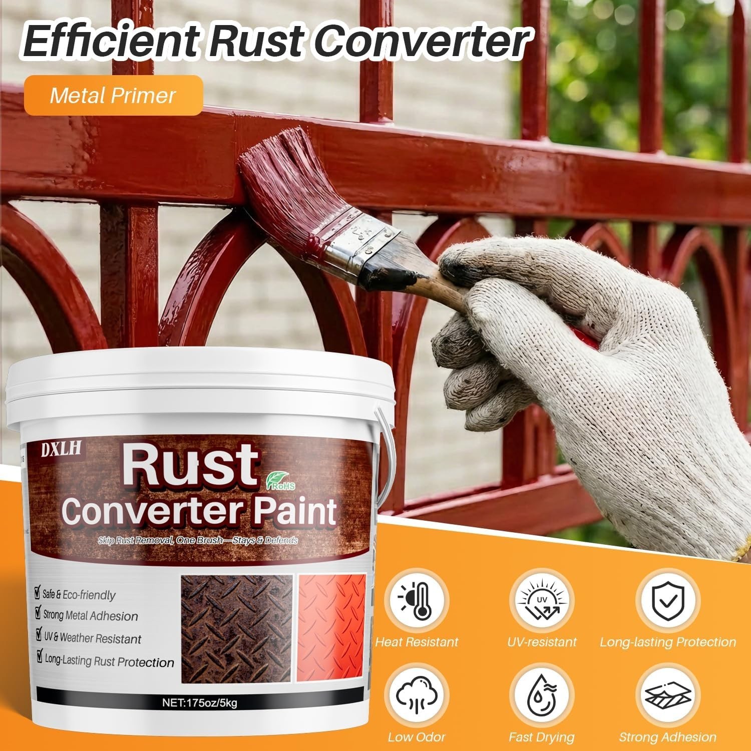 Red Rust Converter & Primer, 175oz – No Sanding Needed