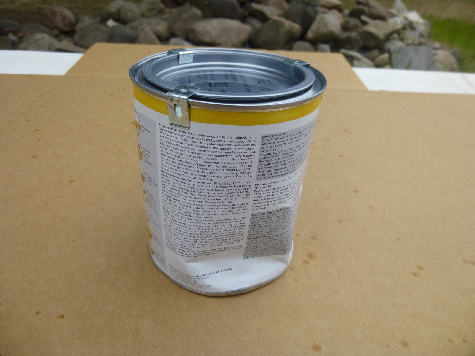 DENTED 0.75 LITER CAN OF OSMO 1101 CLEAR SATIN INTERIOR WOOD FINISH 25.3 OUNCES