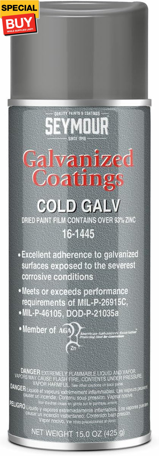 16-1445 Galvanized Coatings Spray Paint, Cold Galvanized Primer 15 Ounce (Pack o