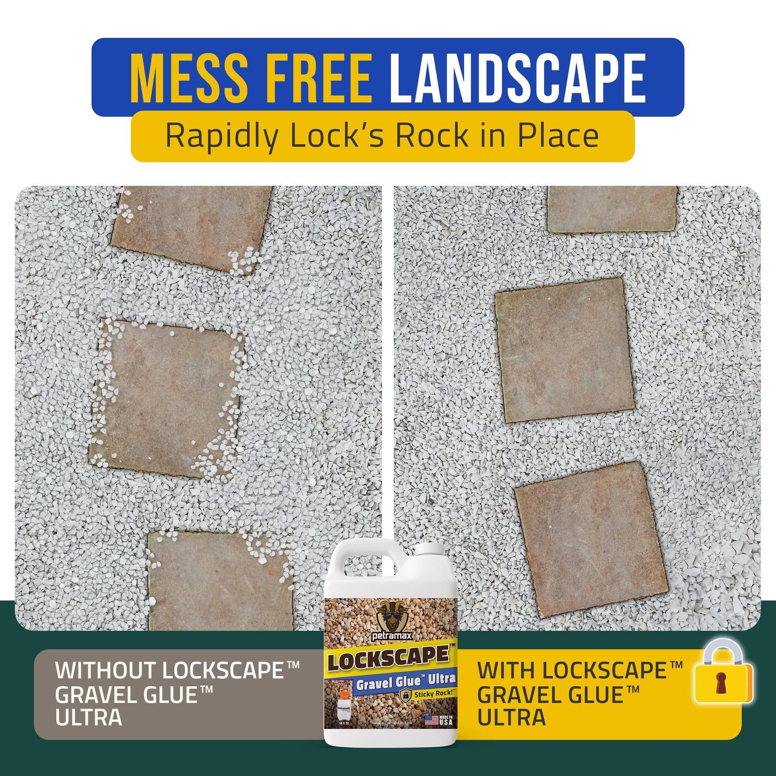 Lockscape Rock Glue for Landscaping (64 Ounce) – 64 Ounce, Clear Drying